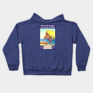 holiday in the isle of man vintage art Kids Hoodie